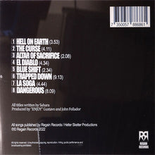 Cargar imagen en el visor de la galería, Back cover of a music album with tracklist and production credits on a black background