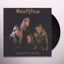 Load image into Gallery viewer, Saint Vitus band members in dark clothing on the album cover for &#39;Hallow&#39;s Victim&#39; with red and black color scheme.