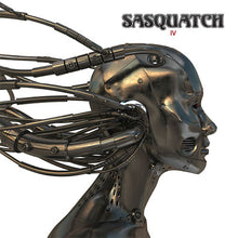 Cargar imagen en el visor de la galería, Metallic sculpture of a humanoid figure with mechanical components on a white background, featuring the text &#39;Sasquatch IV&#39;.