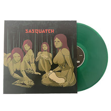 Charger l'image dans la galerie, Vinyl record with green disc and cover featuring illustrations of a humanoid figure in a forest setting.