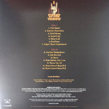 Cargar imagen en el visor de la galería, Back cover of a music album with tracklist and logo on a dark background