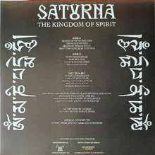 Cargar imagen en el visor de la galería, Back cover of a music album titled 'Saturna: The Kingdom of Spirit' with text and symbols.