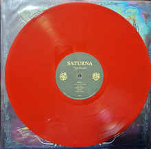 Cargar imagen en el visor de la galería, Red vinyl record with 'Saturna' label on a colorful background