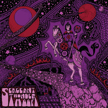 Load image into Gallery viewer, Album cover with a stylized illustration of a person on a horse, red moon, and purple text.