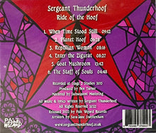 Load image into Gallery viewer, Album cover with colorful geometric design and tracklist for 'Ride of the Hoof' by Sergeant Thunderhoof.