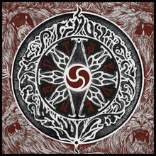 Cargar imagen en el visor de la galería, Record cover art featuring a black and white design with a central spiral motif surrounded by ornate patterns, with red accents along the edges.