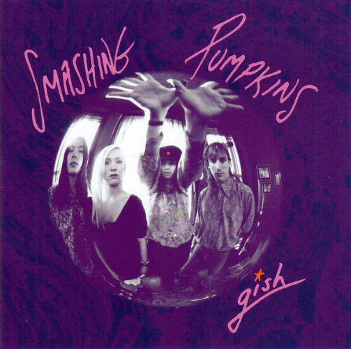 Album cover for 'Gish' by Smashing Pumpkins with a purple background and reflective surface.