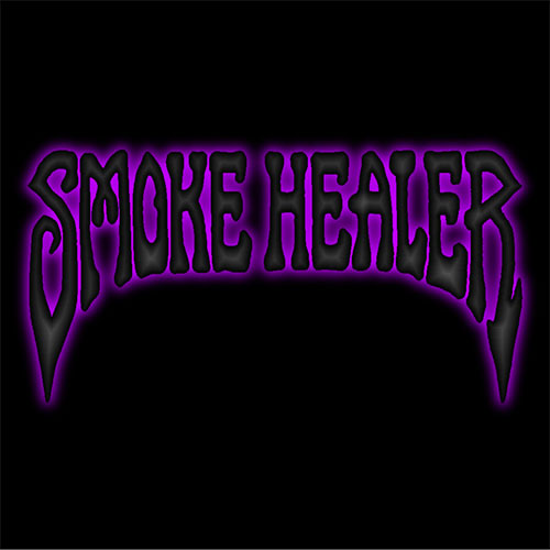 Text 'SMOKE HEALER' with a purple outline on a black background