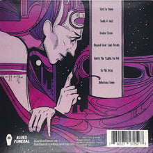 Cargar imagen en el visor de la galería, Album cover with stylized illustration of a person and text on a purple and black background