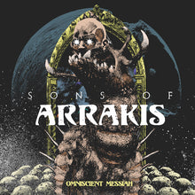 Load image into Gallery viewer, CD cover art for Sons Of Arrakis featuring a stylized illustration of a creature with a human-like face and bestial features, set against a cosmic and rugged backdrop.