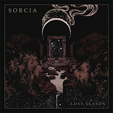 Album cover for 'Lost Season' by Sorcia with a mystical landscape and archway.