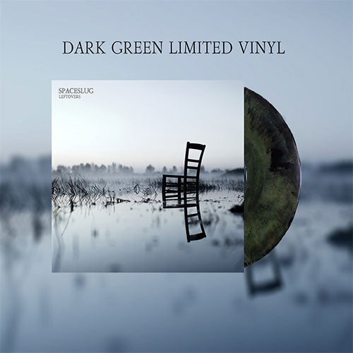 Vinyl record with a chair reflection in water and 'Dark Green Limited Vinyl' text.
