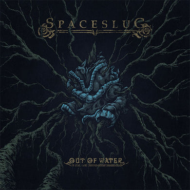 Album cover for Spaceslug's 'Out Of Water' featuring a dark, mystical illustration with the band's name and album title.