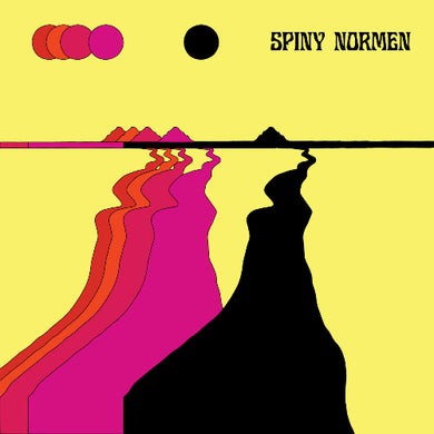 Album cover with abstract design and 'Spiny Normen' text on a yellow background