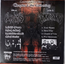 Cargar imagen en el visor de la galería, Vinyl record cover with text and images of musicians, featuring a dark and eerie design.