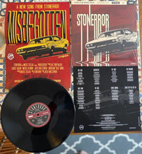 Cargar imagen en el visor de la galería, Vinyl record with 'Misbegotten' and 'Stonerror' album covers on a patterned surface.
