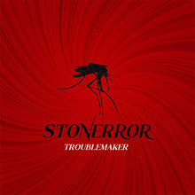 Cargar imagen en el visor de la galería, Album cover with black silhouette of a mosquito and text on a red swirling background