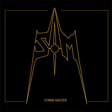 Gold outline of a futuristic logo on a black background with 'Strike Master' text.
