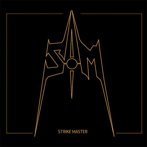 Gold outline of a futuristic logo on a black background with 'Strike Master' text.