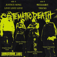 Charger l&#39;image dans la galerie, Album cover with four band members and text in yellow on a black background