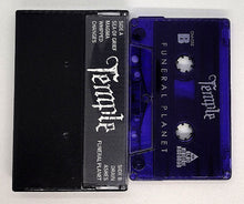 Load image into Gallery viewer, Cassette tape with black and blue casing featuring 'Temple' and 'Funeral Planet' text.