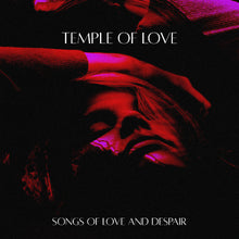 Charger l'image dans la galerie, Album cover with a person's face in red light and text 'Temple of Love: Songs of Love and Despair' on a dark background.