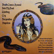 Load image into Gallery viewer, Album cover with a stylized illustration of a woman and snakes on an orange background