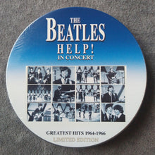 Charger l'image dans la galerie, Round disc with 'The Beatles Help! In Concert' text and black and white photos on a gray background
