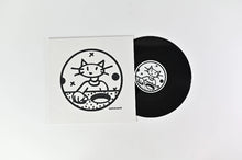 Load image into Gallery viewer, Black and white illustration of a cat on a vinyl record cover, with the artist's signature 'AUSGANG' at the bottom.