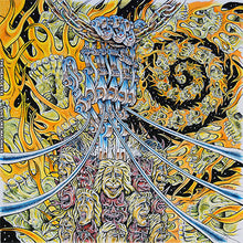 Load image into Gallery viewer, Album cover art for Heavy Eyes - Love Like Machines vinyl record featuring a colorful and intricate design with human-like figures and abstract elements.