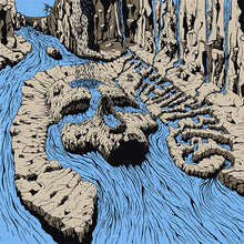 Cargar imagen en el visor de la galería, The Heavy Eyes - Self Titled front album cover. Cartoon-style illustration of a river flowing through rocky terrain with blue water.