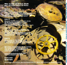 Cargar imagen en el visor de la galería, Album cover with mechanical clock gears and track listing for &#39;The Luck of Eden Hall&#39; on a dark background.