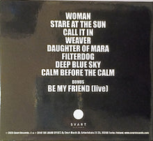 Charger l'image dans la galerie, Album cover with text listing song titles and artist names on a dark background