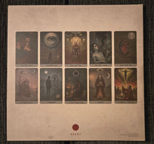 Load image into Gallery viewer, Collection of dark, artistic cards on a textured beige background with 'SVART' branding.