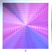 Cargar imagen en el visor de la galería, Abstract tunnel-like pattern in pink and purple on a white background