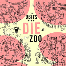 Cargar imagen en el visor de la galería, Album cover for 'Die at the Zoo' by The Obitis with illustrations of a zoo and band members.
