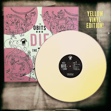 Cargar imagen en el visor de la galería, Vinyl record with yellow disc and pink cover featuring illustrations and text.