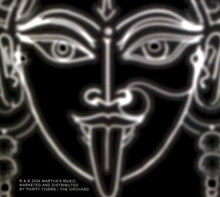 Cargar imagen en el visor de la galería, Black and white mask with intricate designs on a dark background
