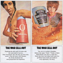Cargar imagen en el visor de la galería, The image features two panels with The Who Sell Out album cover and a humorous Heinz Baked Beans advertisement spoof, which includes a male model holding a can and a bag of baked beans.