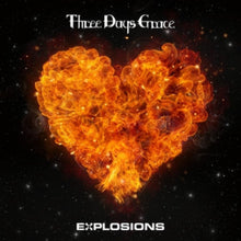 Cargar imagen en el visor de la galería, Cover art for Three Days Grace album 'Explosions' featuring a heart-shaped fire explosion in space.