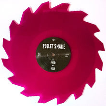 Load image into Gallery viewer, Vinyl record with a pink saw blade design on a white background