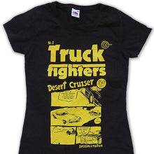 Load image into Gallery viewer, Black t-shirt with yellow graphic and text on a white background
