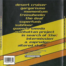 Load image into Gallery viewer, Album cover with text listing various music tracks on a black, yellow, and orange background.
