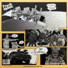 Cargar imagen en el visor de la galería, Comic book-style illustration with robots and text bubbles on a yellow border