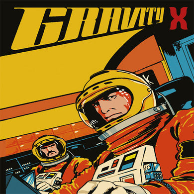 Illustration of astronauts in space suits with 'Gravity X' text