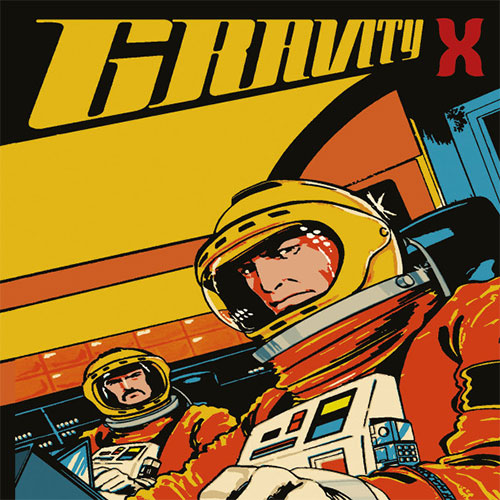 Illustration of astronauts in space suits with 'Gravity X' text