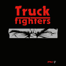Cargar imagen en el visor de la galería, Red text 'Truck fighters' on a black background with a graphic of a truck and 'Phi' symbol.