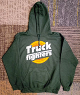 Green hoodie with 'Truckfighters' logo on a textured surface