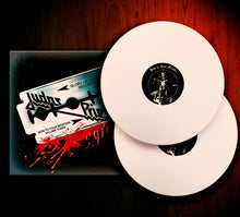 Cargar imagen en el visor de la galería, Vinyl records with a cover featuring a razor blade design on a wooden surface
