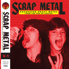 Load image into Gallery viewer, Album cover for 'Scrap Metal' with two people sticking out their tongues against a red background.